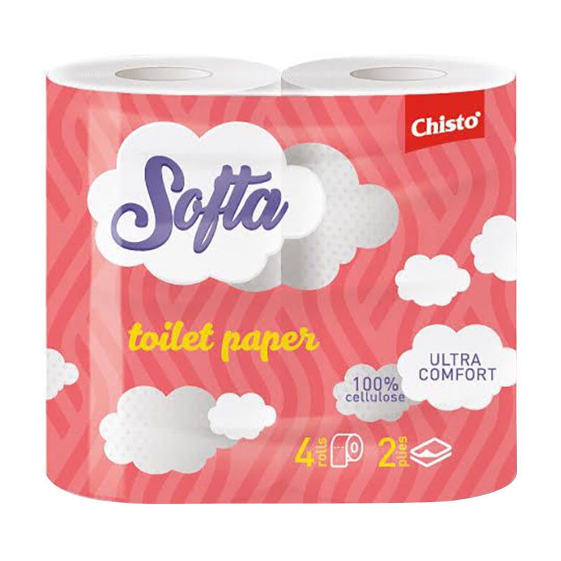 Туалетний папір Chisto Softa Ultra Comfort 2-шаровий, 150 відривів, білий, 4 рулони